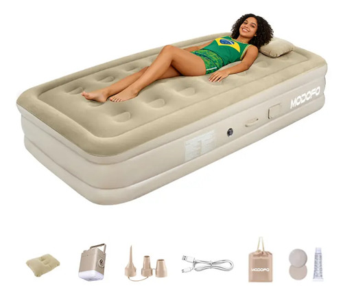 Colchao inflavel modofo solteiro 190x100 cm com bomba eletri