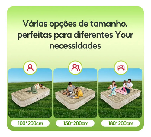 Colchão Inflável MODOFO Solteiro 190x100 cm com Bomba Elétrica, para Camping e Casa