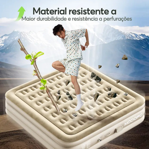 Colchão Inflável MODOFO Solteiro 190x100 cm com Bomba Elétrica, para Camping e Casa