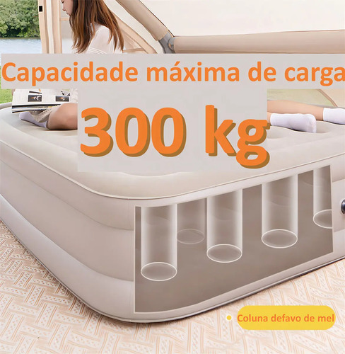 Colchão Inflável Queen Joyfox Bateria Lítio Integrada 203x154x44cm