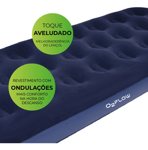 Colchão Inflável Solteiro Multiuso Aveludado O2flow