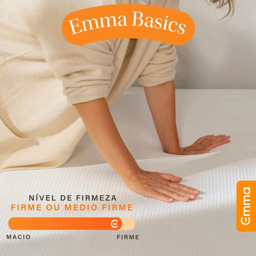 Colchão Queen Emma Basics 17 – 158x198cm - Espuma D28 17cm com Tecnologia Alemã, Embalado à Vácuo, Firmeza Ideal, Suporte Confortável