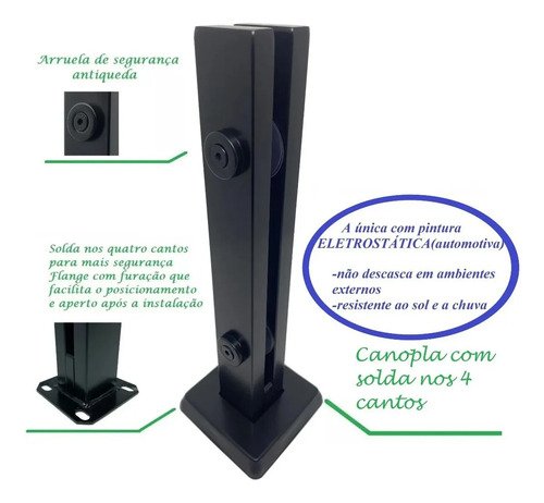Coluna Torre Aço Inox Preto Fosco 40cm 2 Furos Puxadores Online