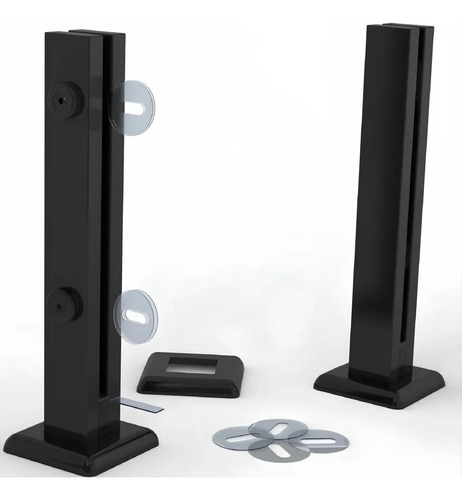 Coluna torre inox preto fosco 40cm 2 furos guarda corpo vidr