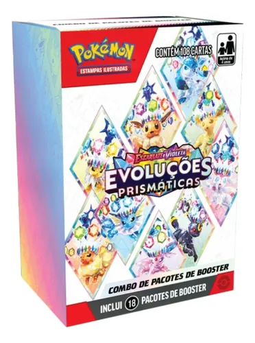 Combo 18 booster evolucoes prismaticas pokemon 85 tcg copag