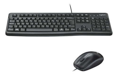 Combo teclado e mouse com fio usb logitech mk120 layout abnt