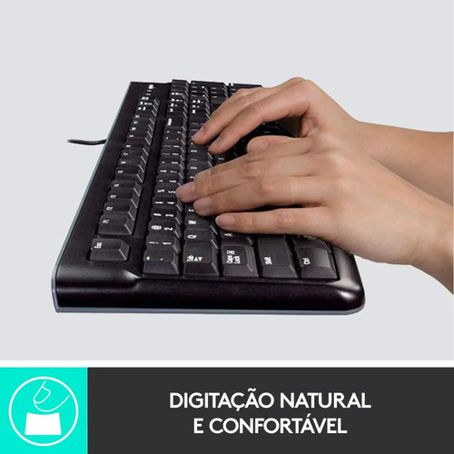 Combo Teclado e Mouse com fio USB Logitech MK120 Layout ABNT2