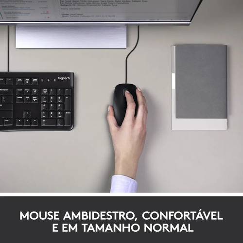 Combo Teclado e Mouse com fio USB Logitech MK120 Layout ABNT2