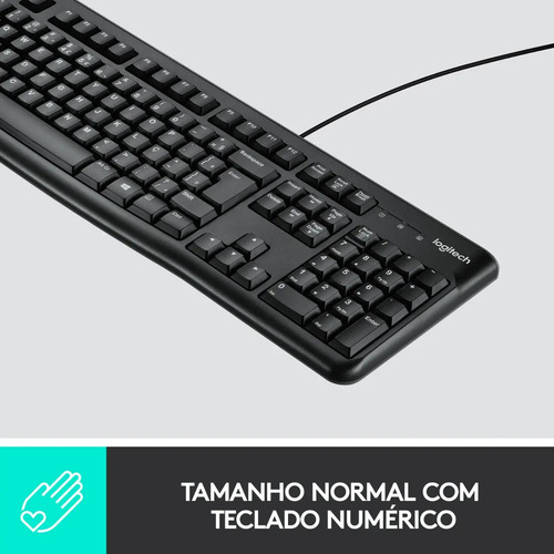 Combo Teclado e Mouse com fio USB Logitech MK120 Layout ABNT2