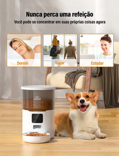 Comedouro Automático New Pet 4L com Gravação de Voz para Cães e Gatos