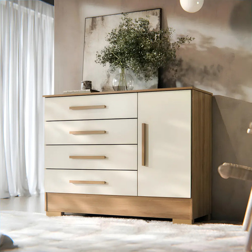 Comoda 4 gavetas c sapateira cor off white web home moveis