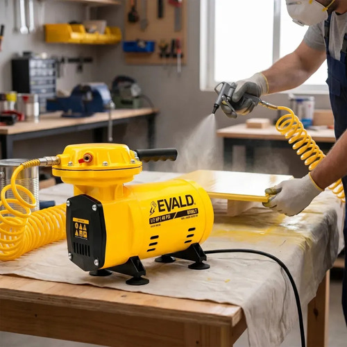 Compressor Ar Direto 1/2hp 350w 40 Psi Com Kit Bivolt Evald Amarelo