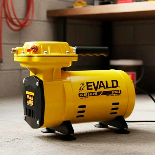 Compressor Ar Direto 1/2hp 350w 40 Psi Com Kit Bivolt Evald Amarelo