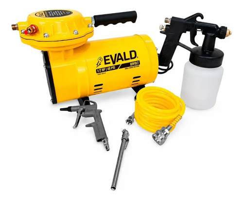 Compressor Ar Direto 1/2hp 350w 40 Psi Com Kit Bivolt Evald Amarelo