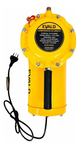 Compressor Ar Direto 1/2hp 350w 40 Psi Com Kit Bivolt Evald Amarelo