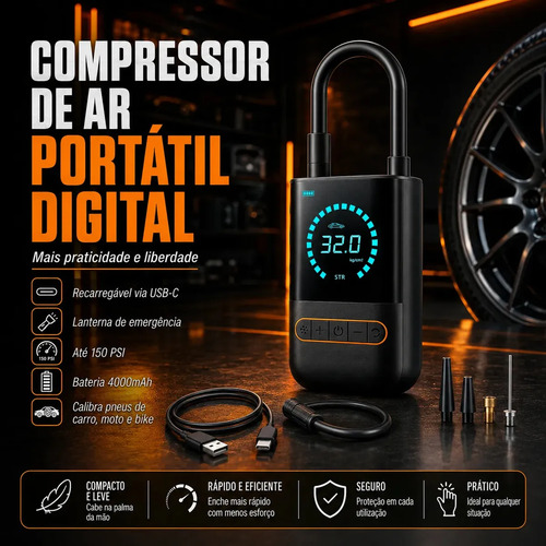 Compressor calibrador de pneus calibrador bg portatil mini d