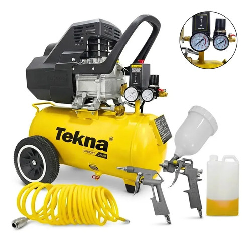 Compressor de ar 25hp 8 pes 22l lubrificado com kit tekna am