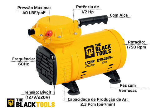 Compressor De Ar Direto Elétrico Pintura 1/2 Hp Bivolt