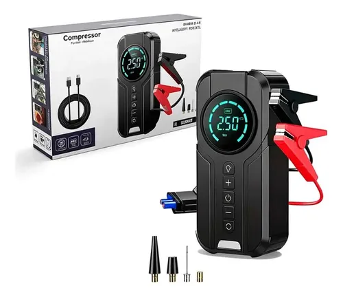 Compressor de ar portatil auxiliar partida digital 4 em 1
