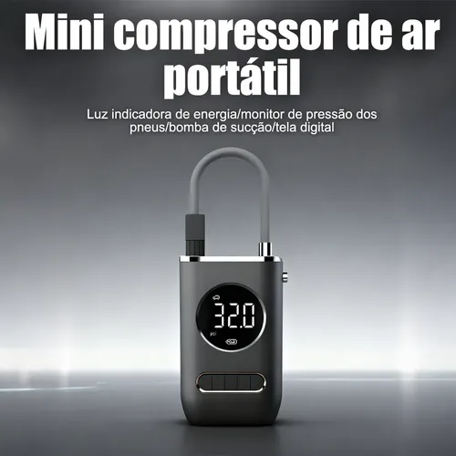 Compressor De Ar Portátil Digital Inflador Pneu Carro Moto