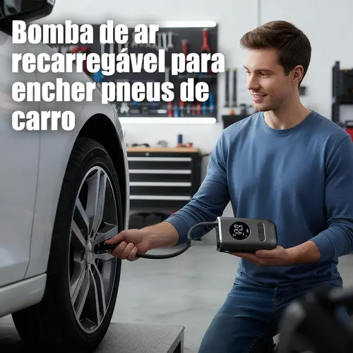 Compressor De Ar Portátil Digital Inflador Pneu Carro Moto