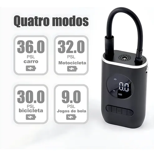Compressor De Ar Portátil Digital Inflador Pneu Carro Moto