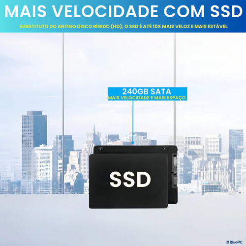Computador Completo BluePC Office Intel Core i5 4570 (4ª Geração), 16GB RAM, 240GB SSD, Monitor 20" 75hz HDMI, Windows 10 Pro - CDF-099OF