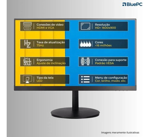 Computador Completo Flash, Intel Core i5 3470, RAM 8GB, SSD 256GB, Bivolt, Preto, Monitor 20" LED HDMI, Windows 10 Pro - BluePC DOE-0140FL