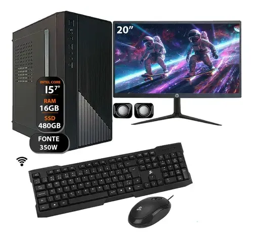 Computador core i5 7500 ddr4 16gb ssd 480gb 350w monitor 20