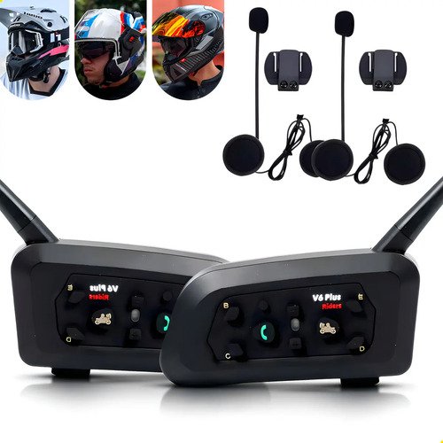 Comunicador capacete v6 plus 2 unidades par bluetooth 50