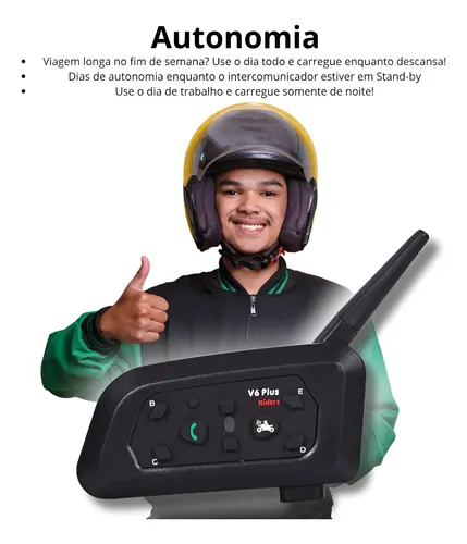 Comunicador Capacete V6 Plus 2 Unidades / Par Bluetooth 5.0