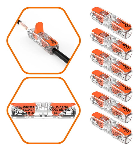 Conector wago 221 2411 014 4mm2 32a emenda de fios em linha