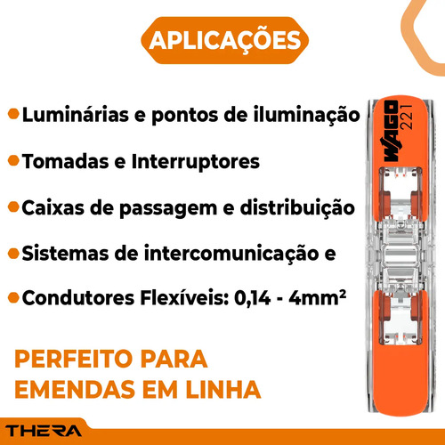 Conector Wago 221-2411 0,14-4mm2 32a Emenda De Fios Em Linha