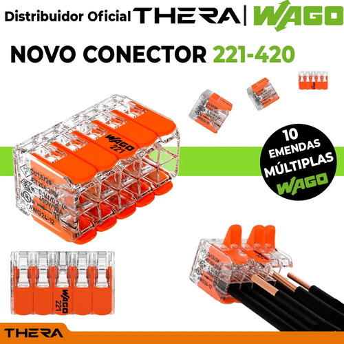 Conector Wago 221-420 Emenda Automática De Fios Kit 3 Peças