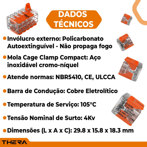 Conector Wago 221-420 Emenda Automática De Fios Kit 3 Peças