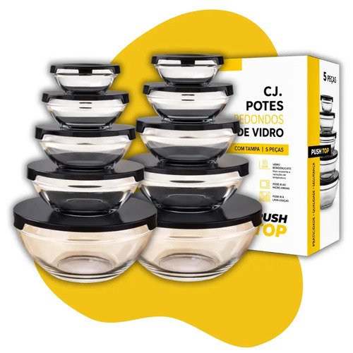 Conjunto 10 potes vidro organizadores de cozinha multiuso tr