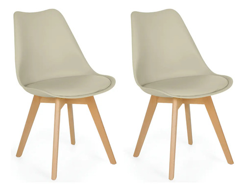 Conjunto 2 cadeiras eames wood leda design cor nude magazine