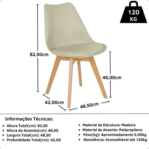 Conjunto 2 Cadeiras Eames Wood Leda Design Cor Nude Magazine Decor