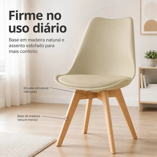 Conjunto 2 Cadeiras Eames Wood Leda Design Cor Nude Magazine Decor
