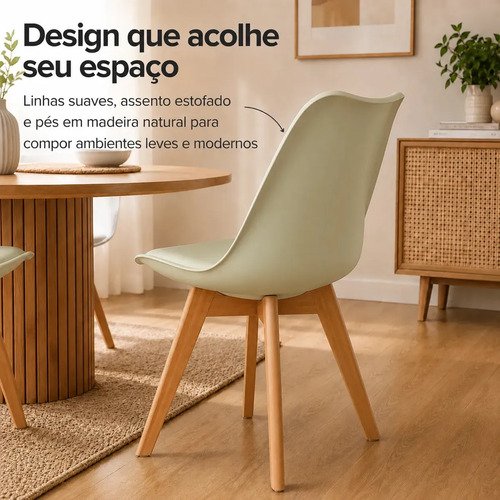 Conjunto 2 Cadeiras Eames Wood Leda Design Cor Nude Magazine Decor
