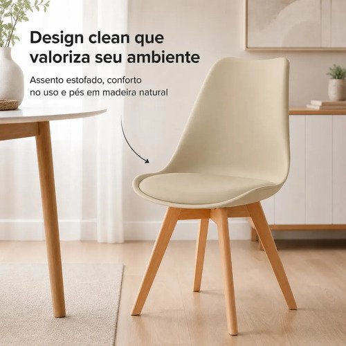 Conjunto 2 Cadeiras Eames Wood Leda Design Cor Nude Magazine Decor