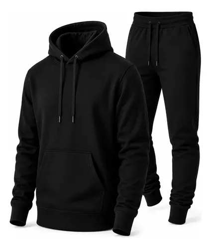 Conjunto calca e blusa de moletom liso masculino unissex