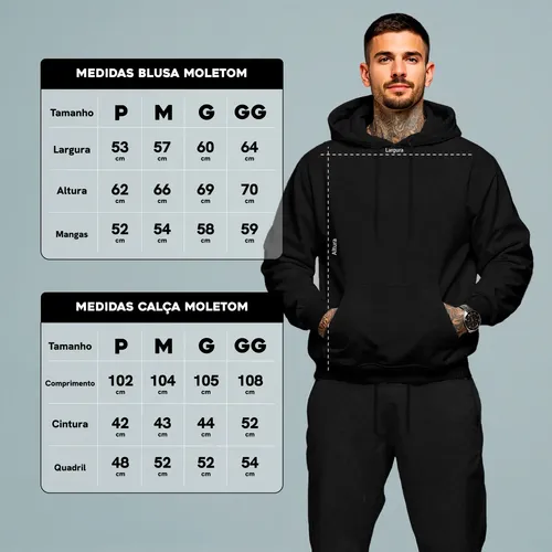 Conjunto Calça E Blusa De Moletom Liso Masculino Unissex