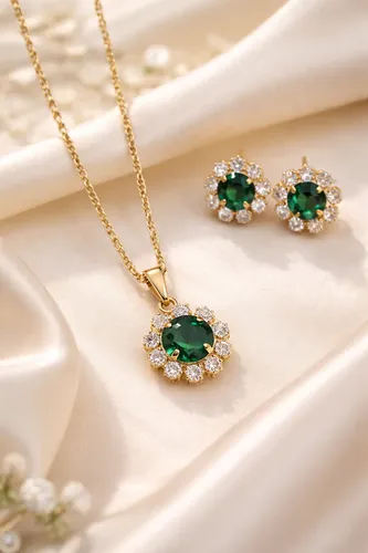 Conjunto Colar Brinco Zirconia Folheado A Ouro Presente