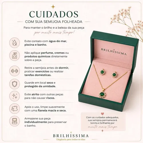 Conjunto Colar Brinco Zirconia Folheado A Ouro Presente
