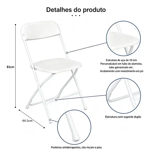 Conjunto De 4 Cadeiras Dobráveis De Metal Resistentes