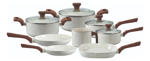 Conjunto de 8 panelas pratic cook marmol inducao mimo style