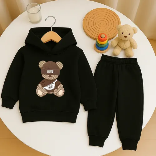 Conjunto de moletom infantil urso qualidade varias cores