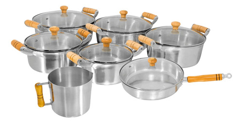 Conjunto de panelas 7 pecas aluminio fundido batido grosso