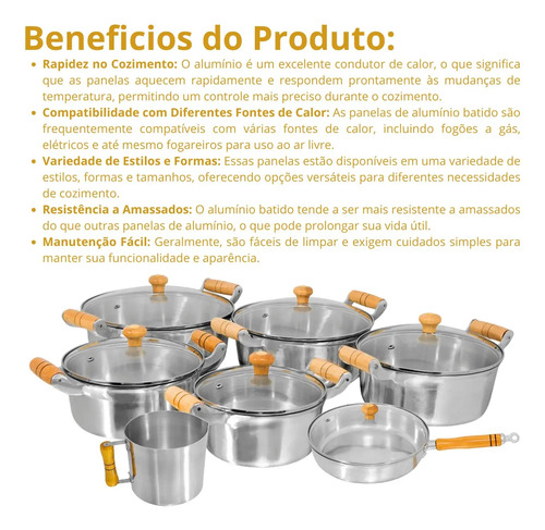 Conjunto De Panelas 7 Peças Alumínio Fundido Batido Grosso